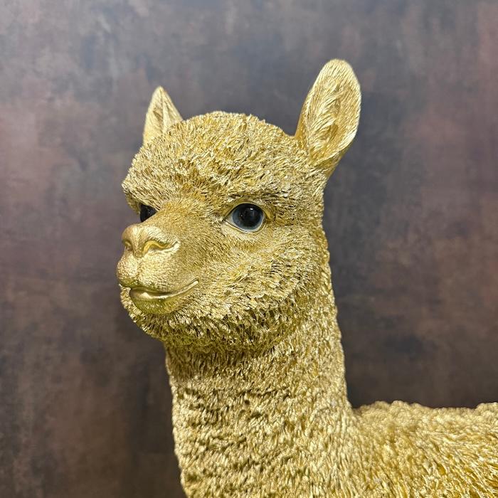 美品 GOLDEN  アルパカ混 XXS イタリア製 オーバーサイズ 置物 動物 アルパカ ゴールド 金色 縁起物 高さ56cm おしゃれ 大きい
