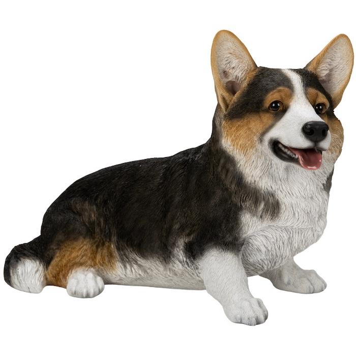 犬 置物 大型 お座りコーギー黒 大 体長48cm woobia おしゃれ 大きい