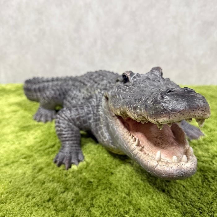 ワニ　置物 置物 餌を待つワニ 特大 横幅79.5cm 鰐 woobia 巨大オブジェ おしゃれ