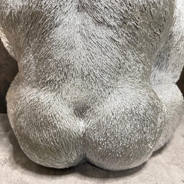 置物 お座り特大プレミアム銀色ゴリラ グッズ 巨大オブジェ シルバー