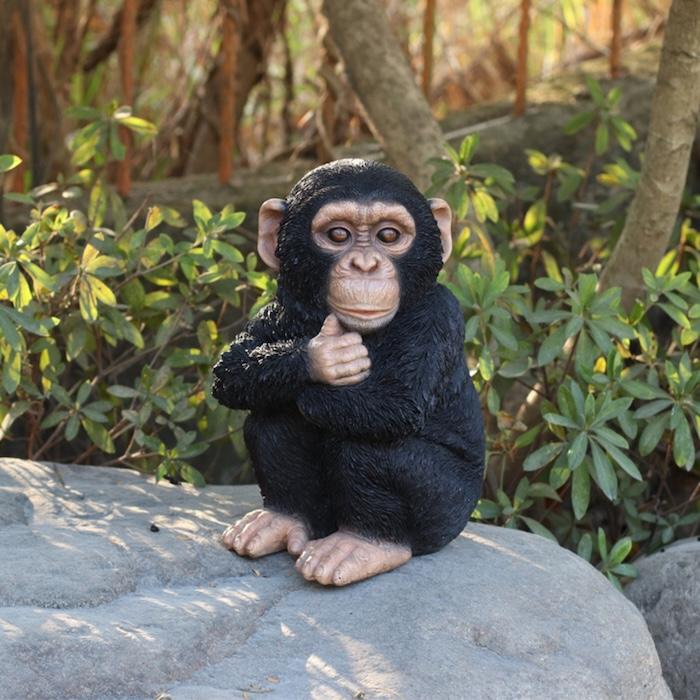 置物 動物 腕を組んで座る チンパンジー 中 高さ28cm おしゃれ 大きい