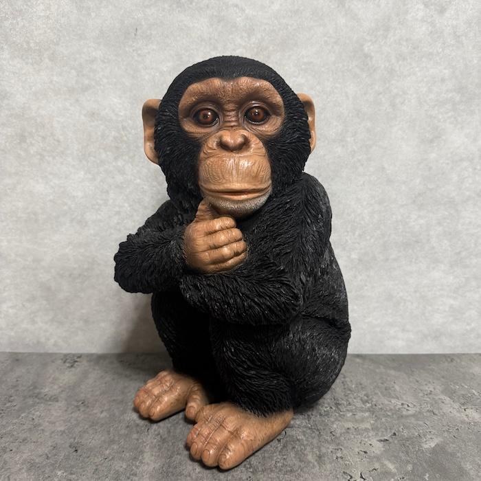 置物 動物 腕を組んで座る チンパンジー 中 高さ28cm おしゃれ 大きい