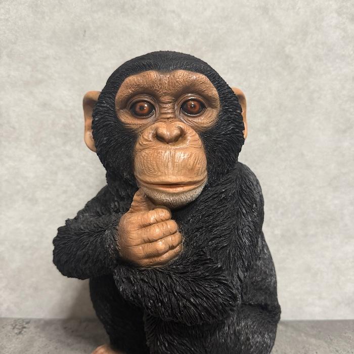 置物 動物 腕を組んで座る チンパンジー 中 高さ28cm おしゃれ 大きい