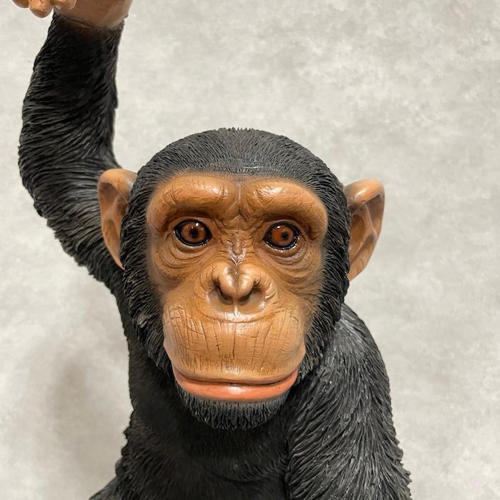 置物 動物 手を上げるチンパンジー 高さ43cm おしゃれ 大きい 玄関