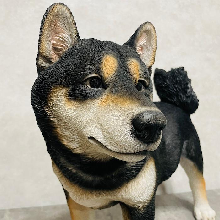 犬 置物 大型 動物 立っている黒柴犬 特大 高さ41.5cm woobia おしゃれ