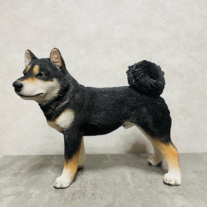犬 置物 大型 動物 立っている黒柴犬 特大 高さ41.5cm woobia おしゃれ