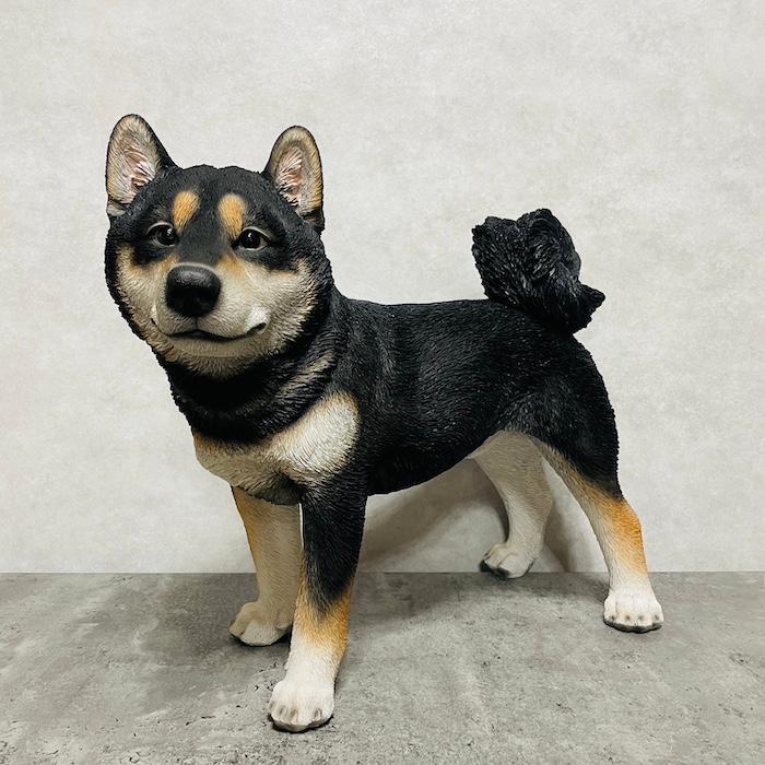 犬 置物 大型 動物 立っている黒柴犬 特大 高さ41.5cm woobia おしゃれ