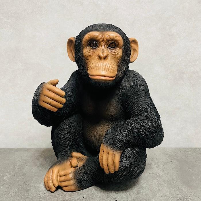 ヤマネとチンパンジー 置物 動物 チンパンジー 高さ28cm