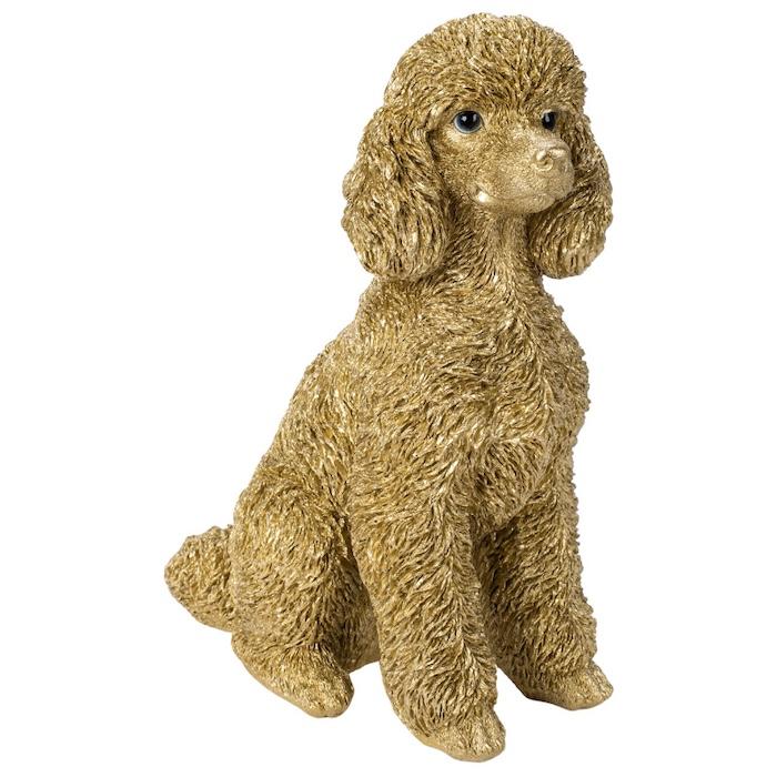 WOOBIA（ウービア） 置物 犬 動物 お座りプードル ゴールド 金色