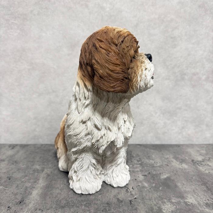置物 犬 動物 お座りシーズー 茶白 中 高さ27cm woobia おしゃれ