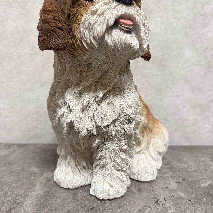 置物 犬 動物 お座りシーズー 茶白 中 高さ27cm woobia おしゃれ