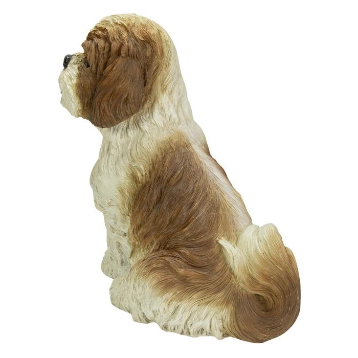 置物 犬 動物 お座りシーズー 茶白 中 高さ27cm woobia おしゃれ 大きい 玄関 インテリア ガーデン かわいい オブジェ 北欧 リアル 大型 ウービア |  | 03