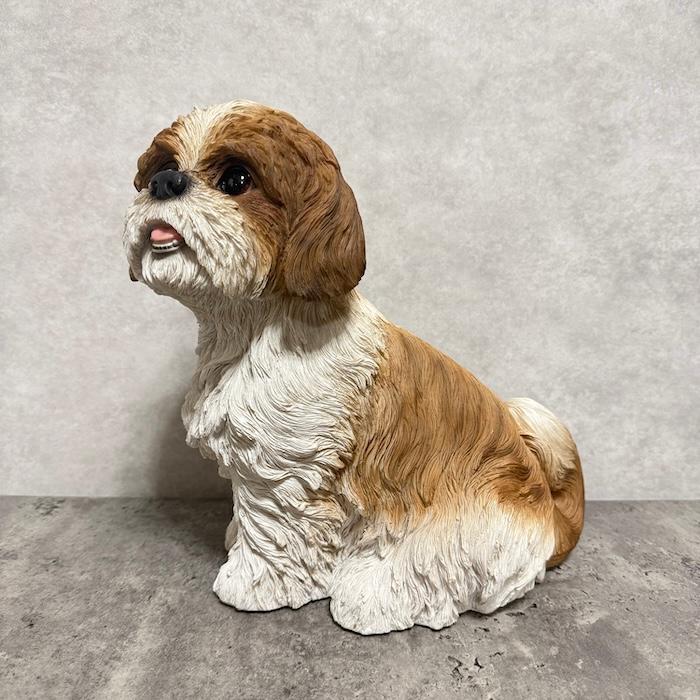置物 犬 動物 お座りシーズー 茶白 中 高さ27cm woobia おしゃれ 大きい 玄関 インテリア ガーデン かわいい オブジェ 北欧 リアル 大型 ウービア |  | 08