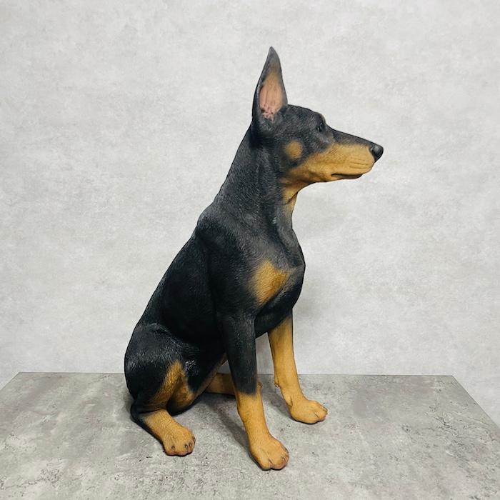 犬 置物 大型 動物 お座りドーベルマン 特大 高さ61cm woobia おしゃれ