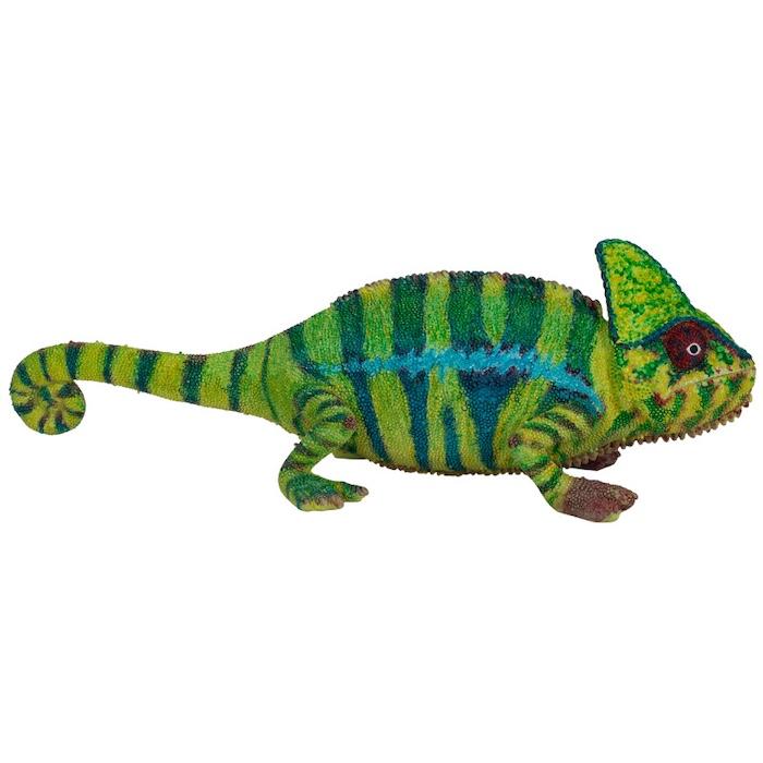 置物 カメレオン 緑縞 かわいい オブジェ 北欧 動物 横幅25cm woobia