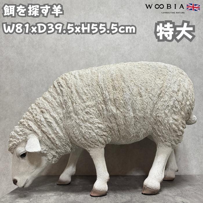 置物 動物 餌を探す羊 特大 高さ55.5cm おしゃれ 大きい 玄関