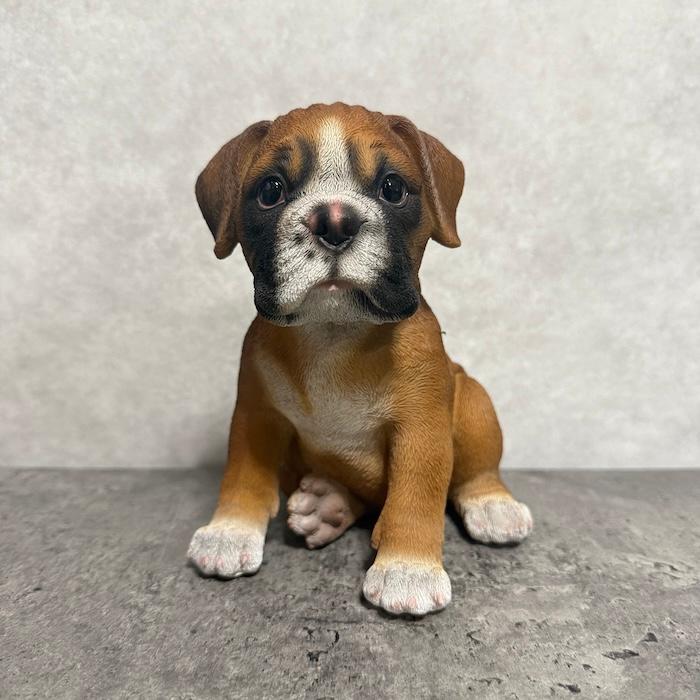 犬 置物 小さい かわいい 高さ15.9cm お座りボクサー犬 動物 玄関 インテリア オブジェ woobia ウービア |  | 02
