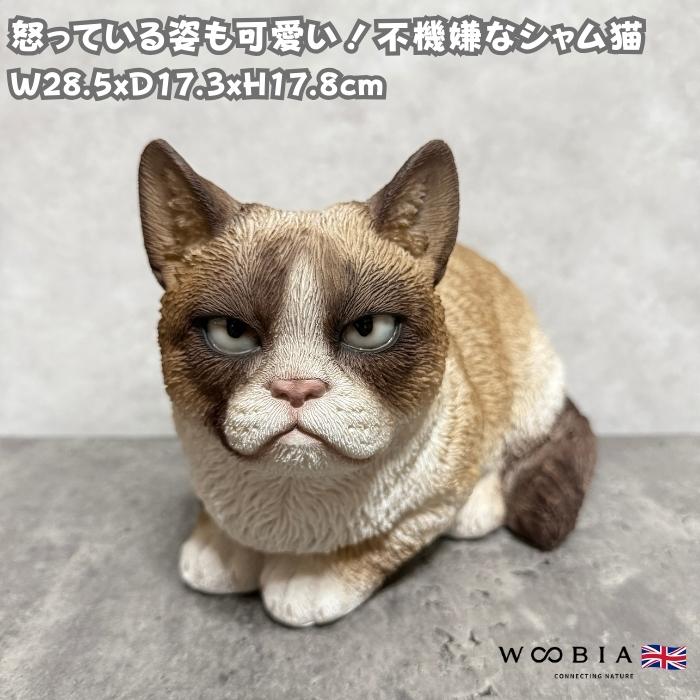 置物 猫 動物 かわいい 不機嫌なシャム猫 ネコ 高さ17.8cm woobia