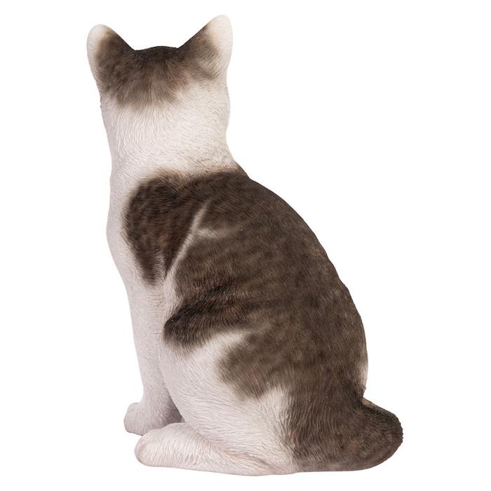 置物 動物 かわいい お座りサバトラ白猫 中ネコ 高さ22.5cm woobia