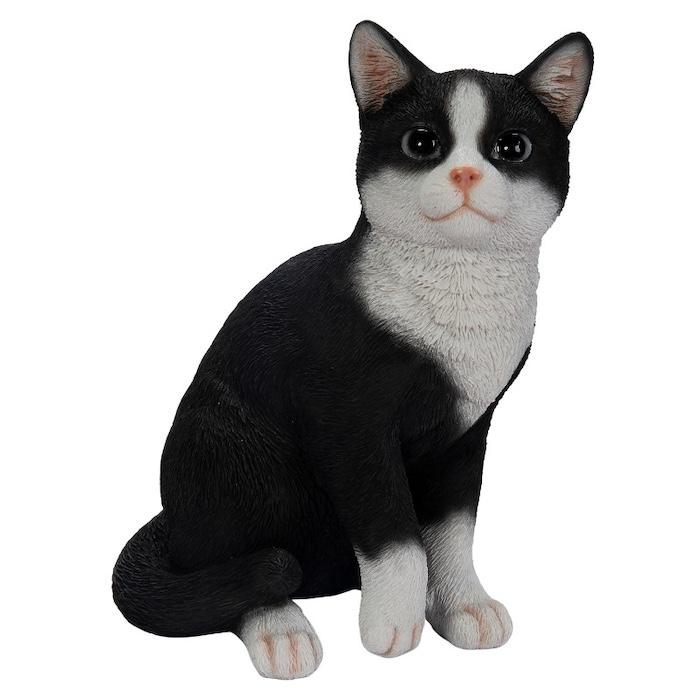 置物 動物 かわいい お座りハチワレ黒白猫 ネコ 高さ22.5cm woobia