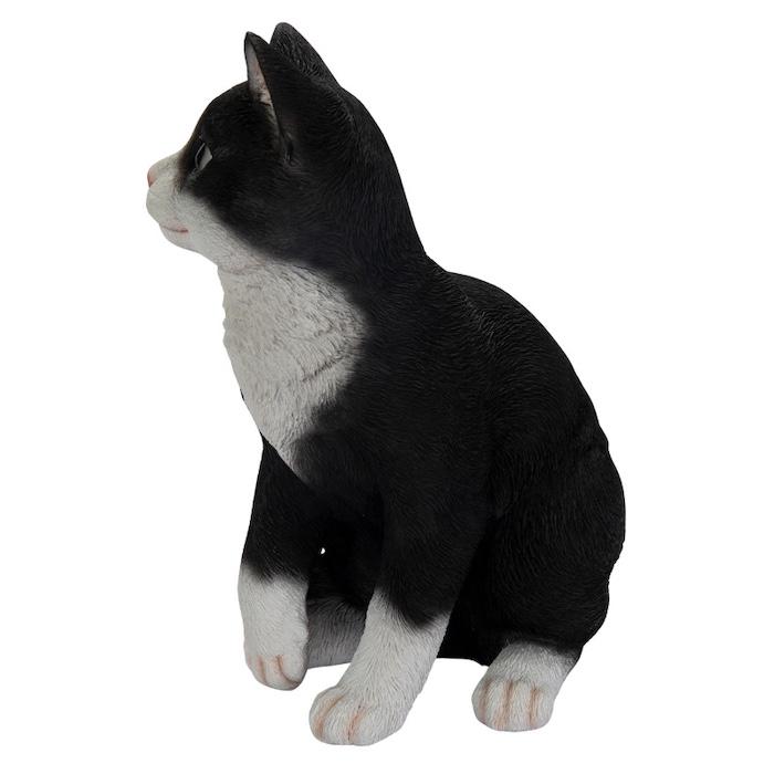 置物 動物 かわいい お座りハチワレ黒白猫 ネコ 高さ22.5cm woobia