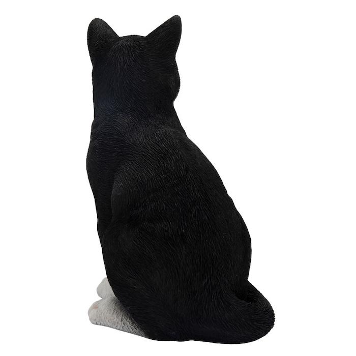 置物 動物 かわいい お座りハチワレ黒白猫 ネコ 高さ22.5cm woobia