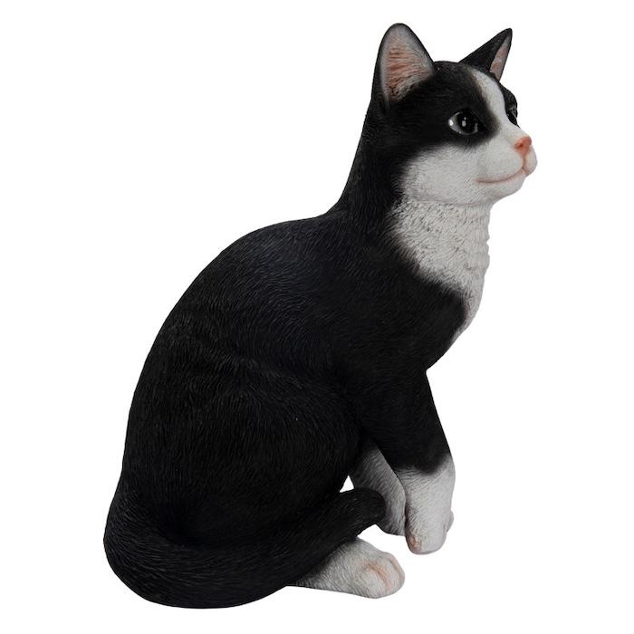 置物 動物 かわいい お座りハチワレ黒白猫 ネコ 高さ22.5cm woobia