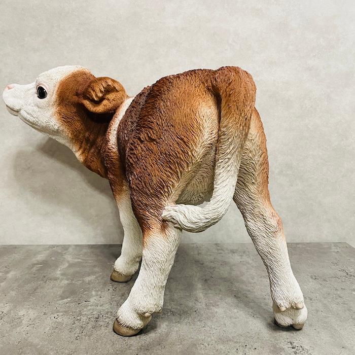 置物 動物 見上げる子牛 高さ42.5cm woobia おしゃれ 大きい 玄関