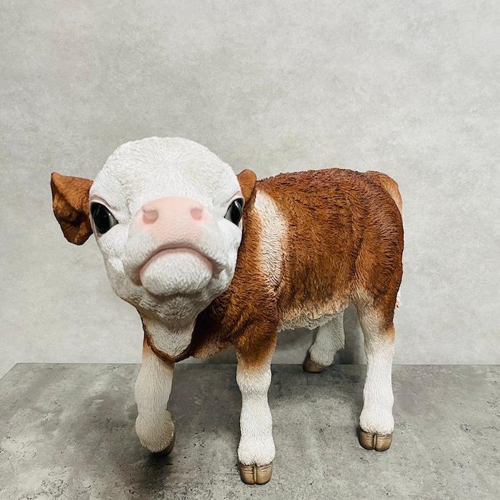 置物 動物 見上げる子牛 高さ42.5cm woobia おしゃれ 大きい 玄関