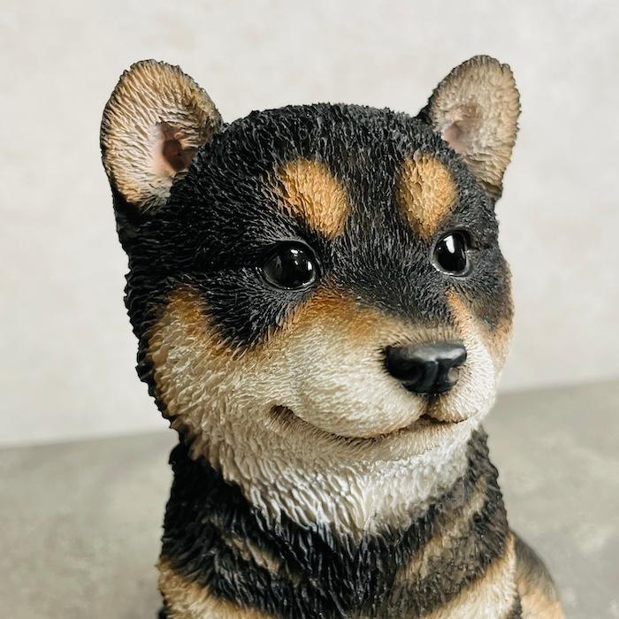 置物 犬 かわいい 動物 玄関 黒柴の子犬 高さ16.5cm アニマル おしゃれ