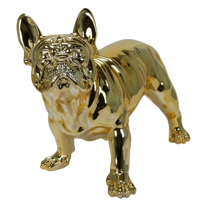 置物 犬 動物 プレミアゴールドのフレンチ・ブルドッグ 高さ35cm