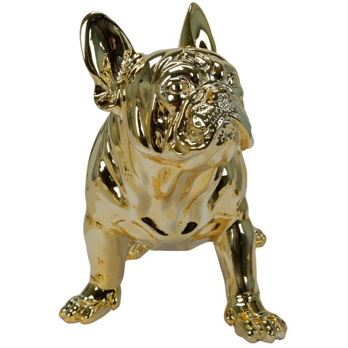 置物 犬 動物 プレミアゴールドのフレンチ・ブルドッグ 高さ35cm