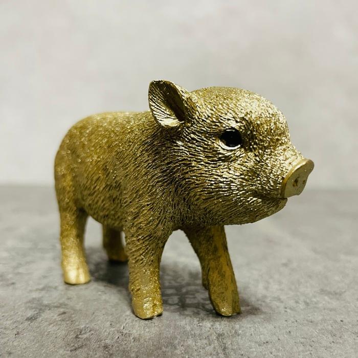 WOOBIA（ウービア） 置物 かわいい 動物 玄関 金の豚 ミニ ゴールデン