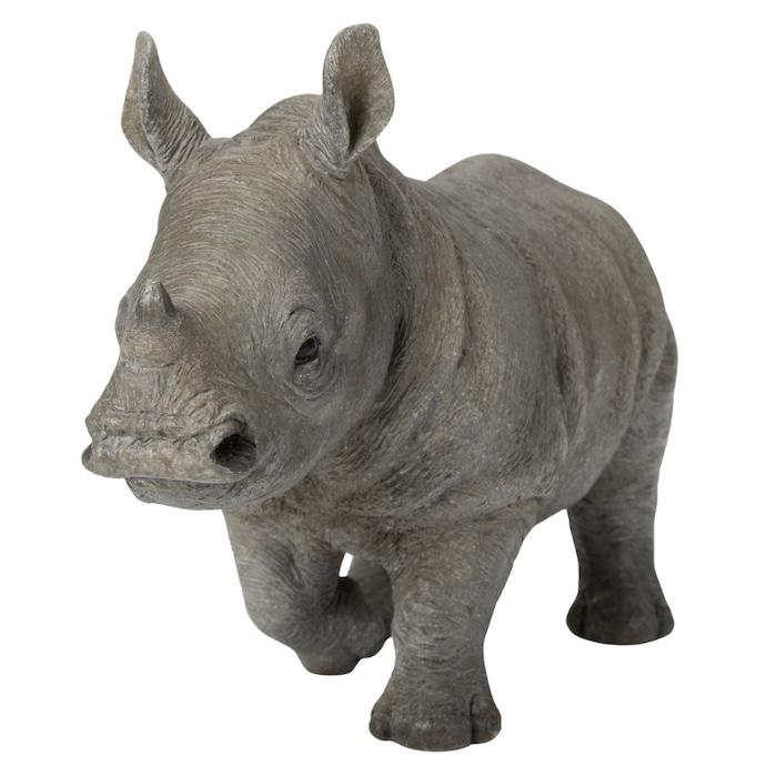 置物 動物 歩き出すサイ 小 高さ13cm  woobia おしゃれ 大きい 玄関インテリア 庭 かわいいオブジェ リアル |  | 10