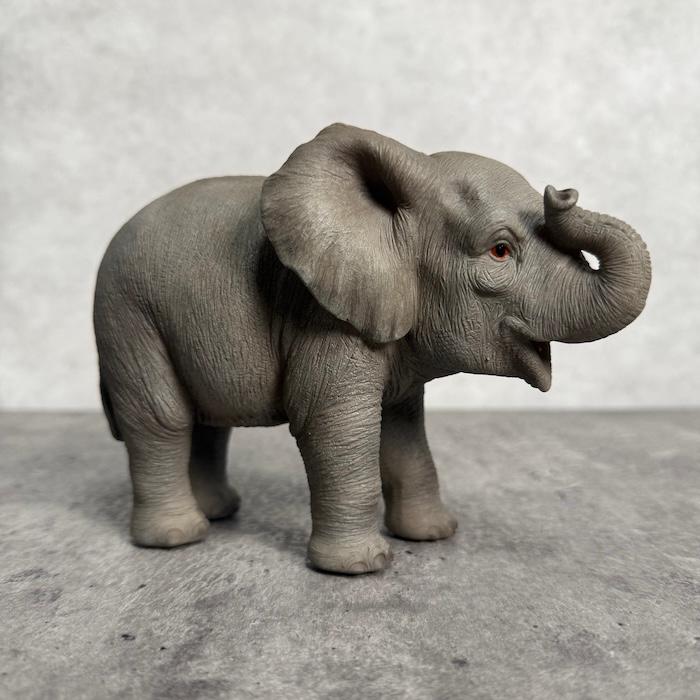 置物 動物 鼻を上げるゾウ 横幅16.9cm 象 縁起物 風水 woobia おしゃれ