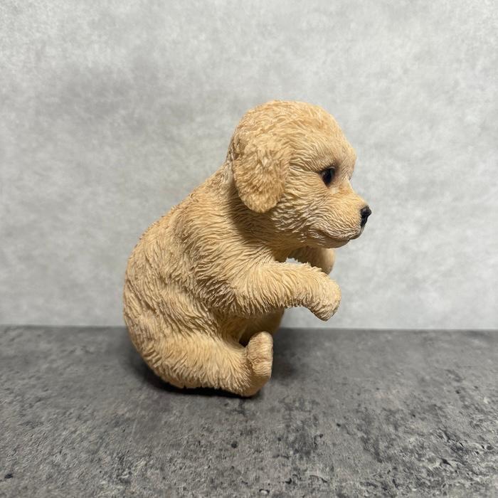 縁飾りプードル 犬 置物 小さい かわいい 高さ14cm 動物 玄関 小さい 