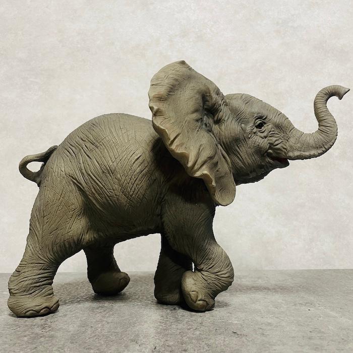 置物 動物 喜んでるゾウ 小 象 高さ22cm 縁起物 風水 woobia おしゃれ