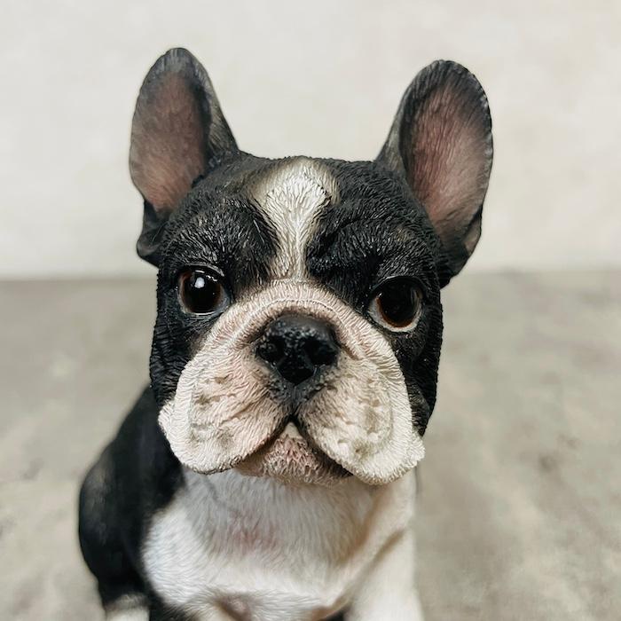 置物 犬 かわいい 動物 玄関 頭を上げる黒白フレンチブルドッグ リアル インテリア ガーデンオーナメント woobia ウービア |  | 03