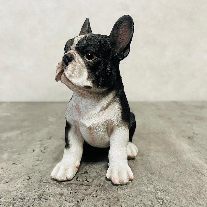 置物 犬 かわいい 動物 玄関 頭を上げる黒白フレンチブルドッグ リアル インテリア ガーデンオーナメント woobia ウービア |  | 05