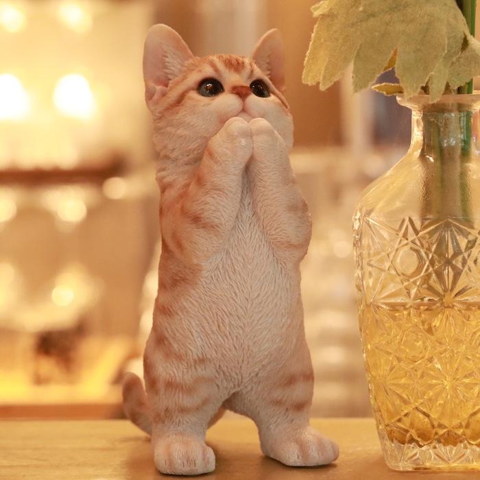 WOOBIA（ウービア） 置物 猫 おねだり茶トラ猫 高さ23cm woobia リアル