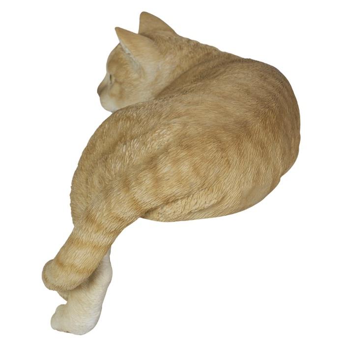 置物 猫 動物 かわいい 横たわるダークビスケット猫 大 高さ15.5cm