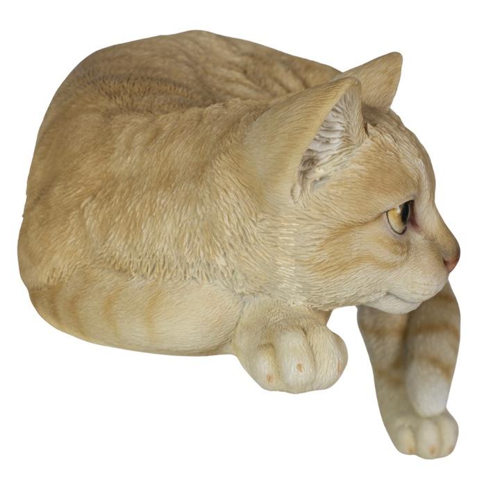 置物 猫 動物 かわいい 横たわるダークビスケット猫 大 高さ15.5cm
