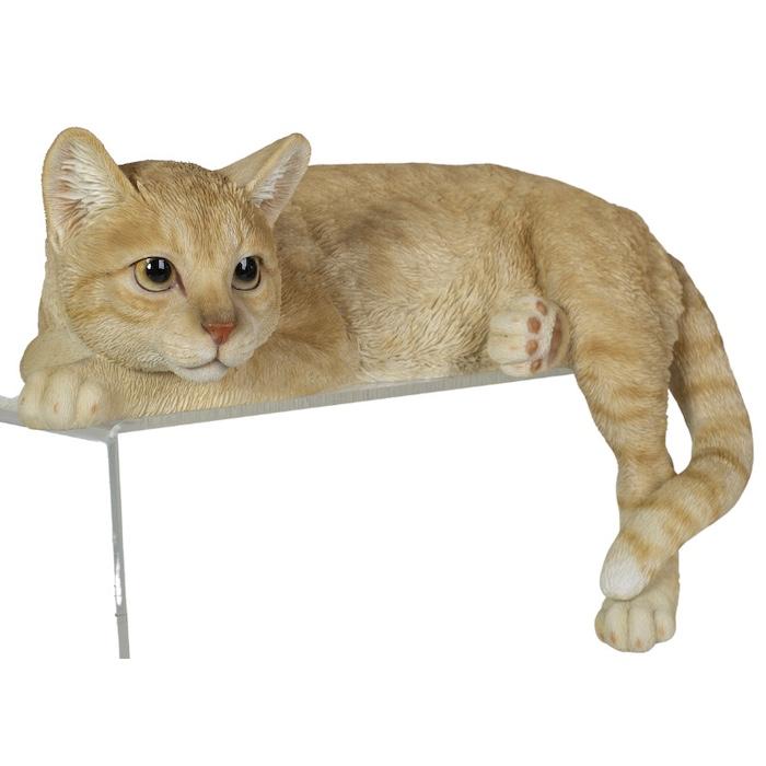 置物 猫 動物 かわいい 横たわるダークビスケット猫 大 高さ15.5cm