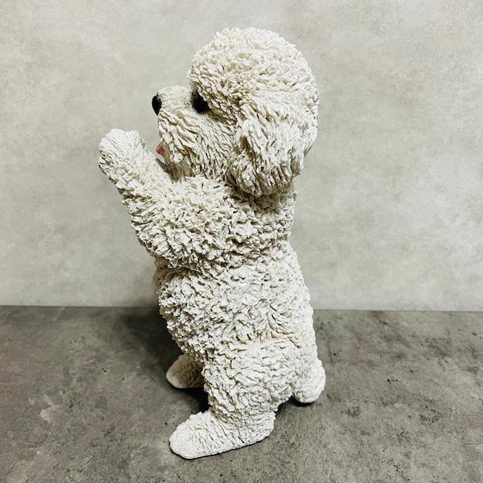 置物 犬 高さ22cm かわいい 動物 玄関 おねだりプードル 白 おしゃれ