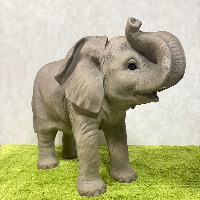 WOOBIA（ウービア） 置物 動物 鼻を上げるゾウ 象 特大 横幅95cm