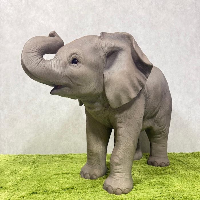 WOOBIA（ウービア） 置物 動物 鼻を上げるゾウ 象 特大 横幅95cm