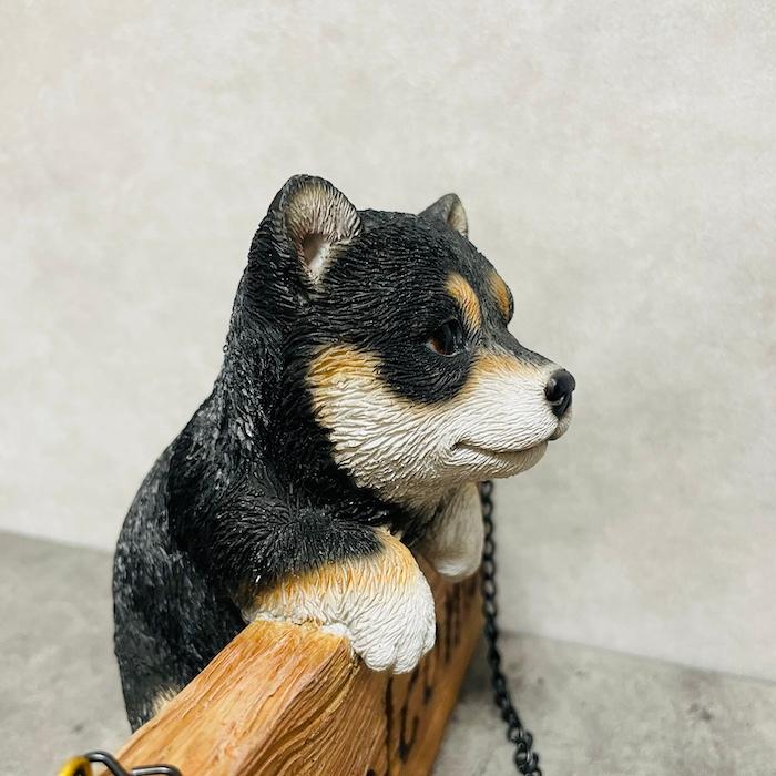 置物 犬 かわいい 動物 玄関 ウェルカムボード ようこそ 黒柴犬 横幅