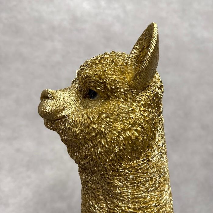 美品 GOLDEN  アルパカ混 XXS イタリア製 オーバーサイズ 置物 動物 アルパカ ゴールド 大 金色 縁起物 高さ40cm おしゃれ