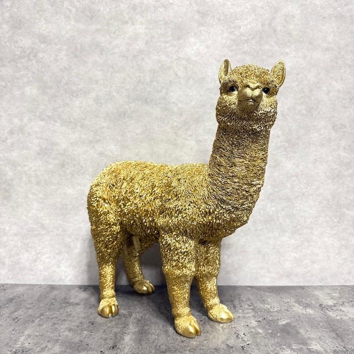 置物 動物 アルパカ ゴールド 大 金色 縁起物 高さ40cm おしゃれ
