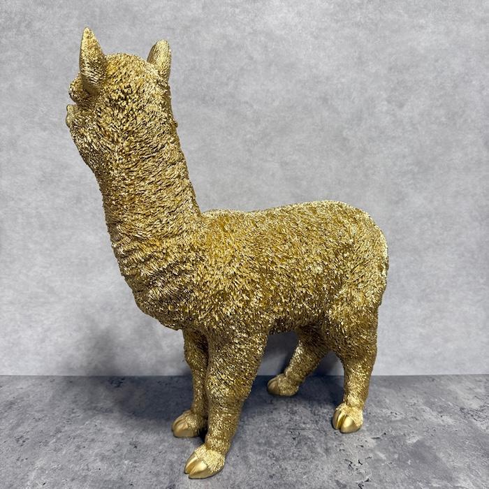 置物 動物 アルパカ ゴールド 大 金色 縁起物 高さ40cm おしゃれ